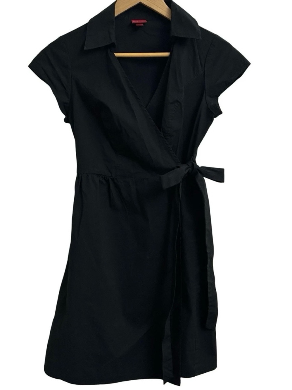 Merona Black Wrap Dress Women’s XS Collared V-Neck Preppy